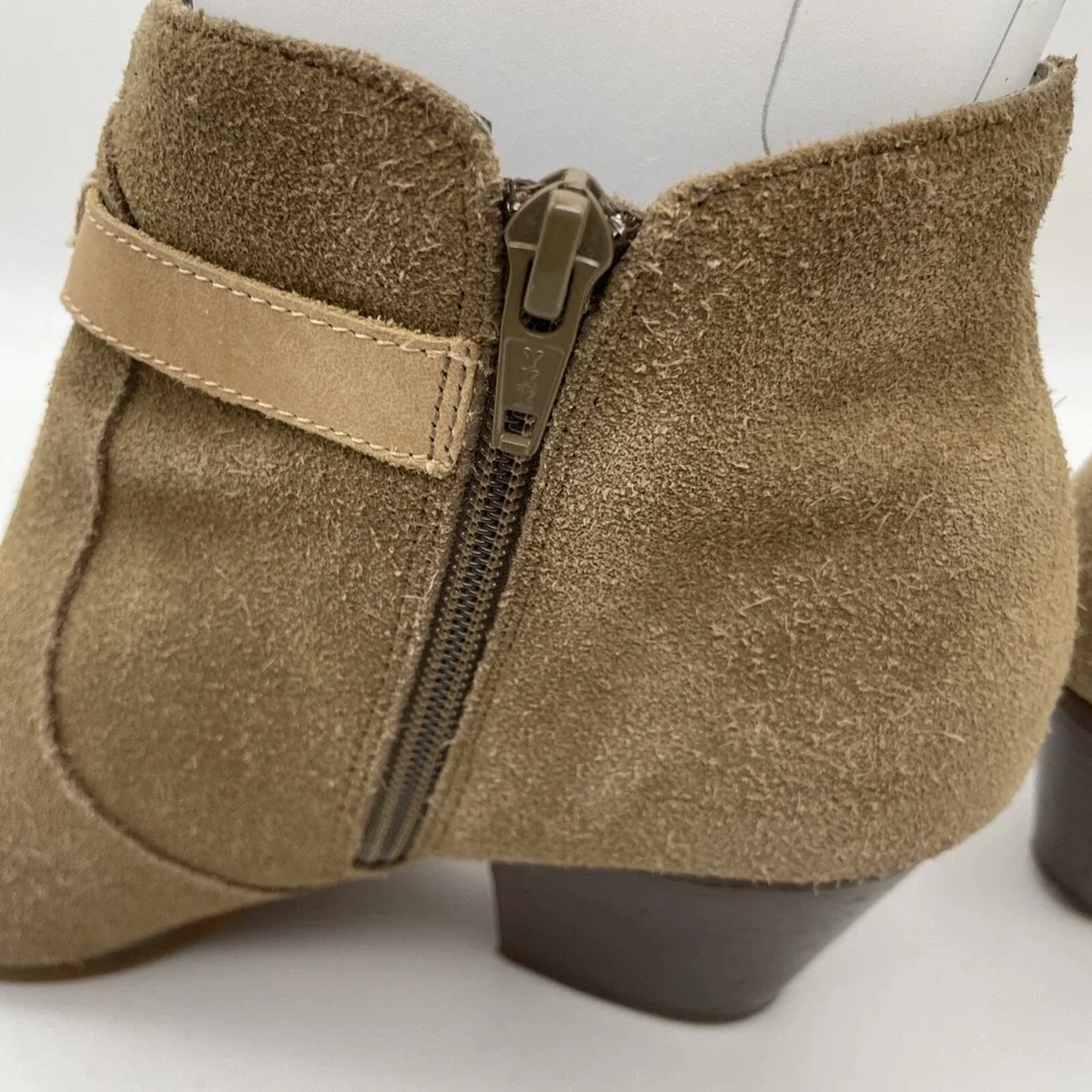Seychelles Taupe Brown Suede Ankle Boots Strap Side‎ Zipper Women's Size 9